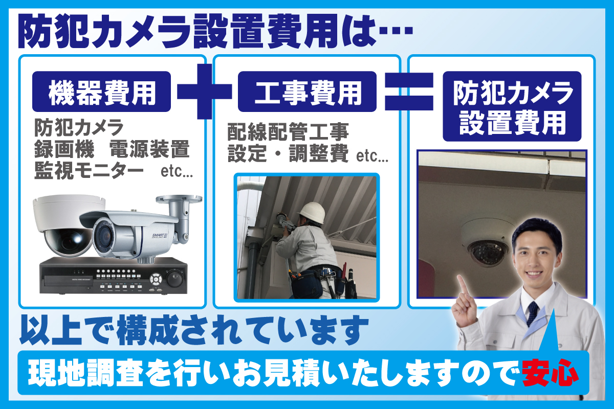 防犯カメラの料金・設置工事費について